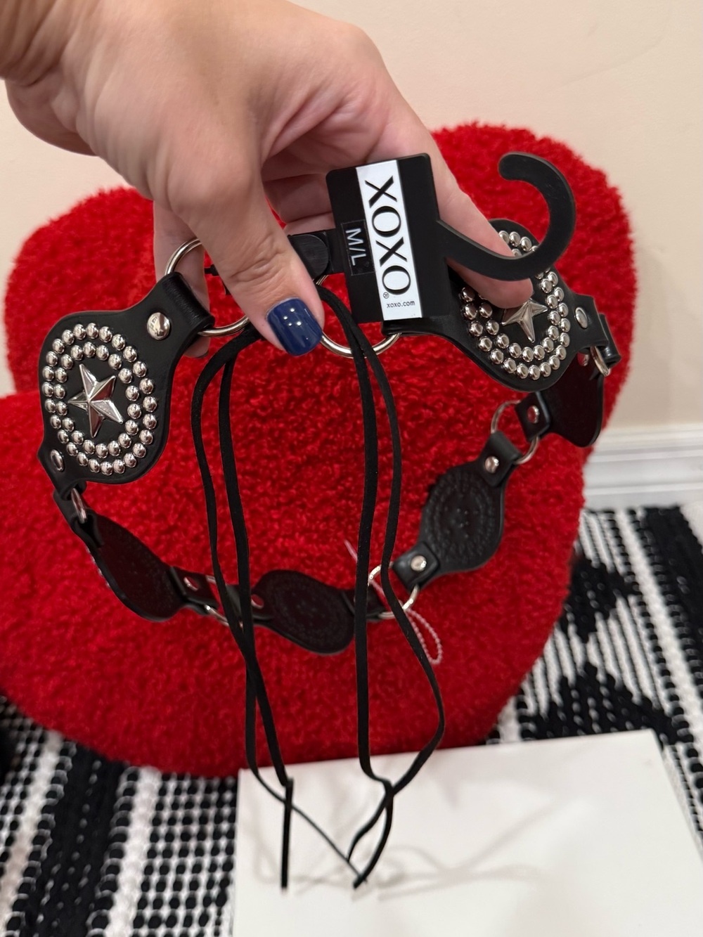 XOXO Black Western Studded Star Belt M/L Y2K Cowgirl Statement Belt